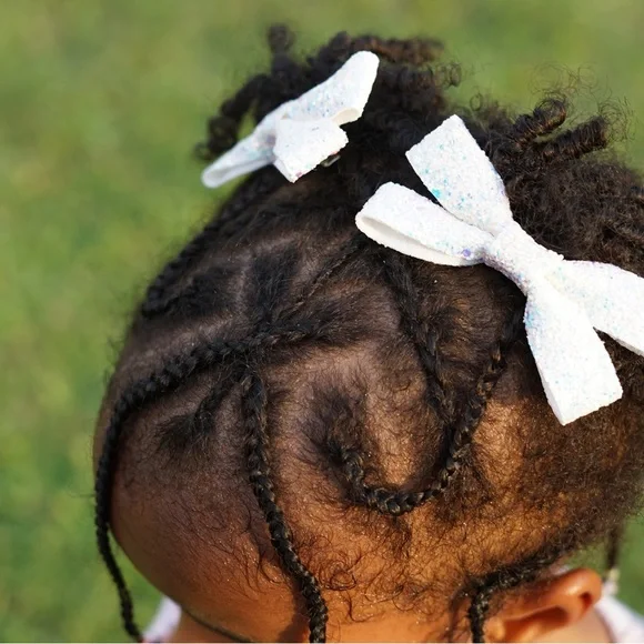 Handcrafted Hair bow Set - 2 Glitter hair bows - Little Girls or Cheer